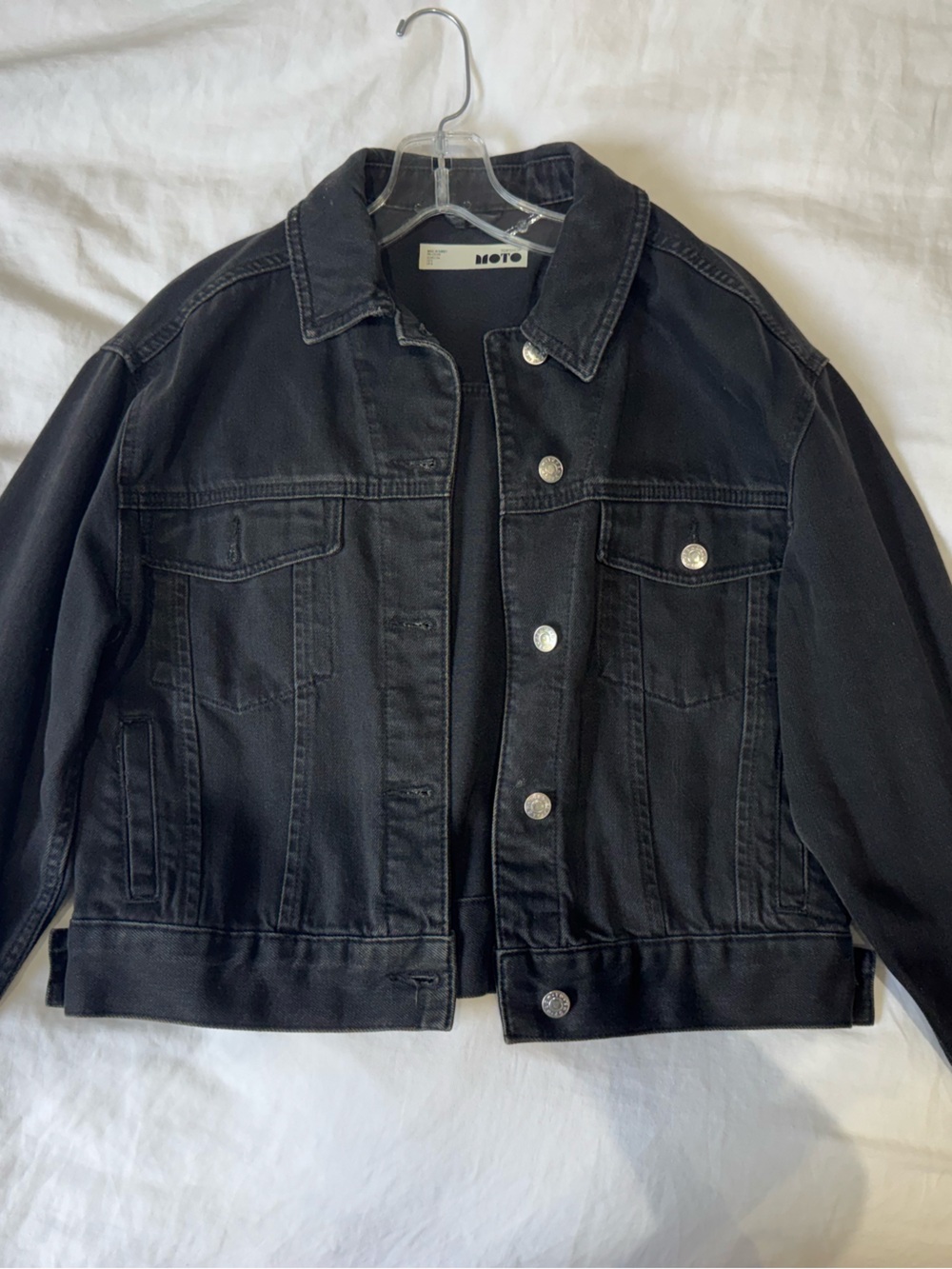 Black Denim Jacket - Minimal Trucker Style